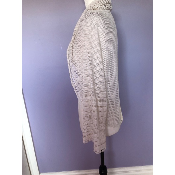Free people open knit crochet white cardigan shrug - Picture 5 of 6